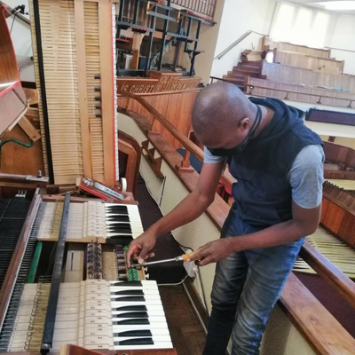 Technician tuning pipes